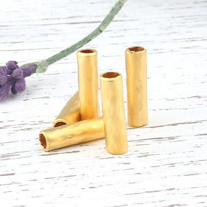 Circular Tube Bead Sliders, 22k Matte Gold Plated, 5 pieces // GB-161
